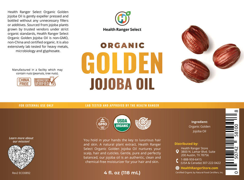 Organic Golden Jojoba Oil 4 fl oz (118ml)