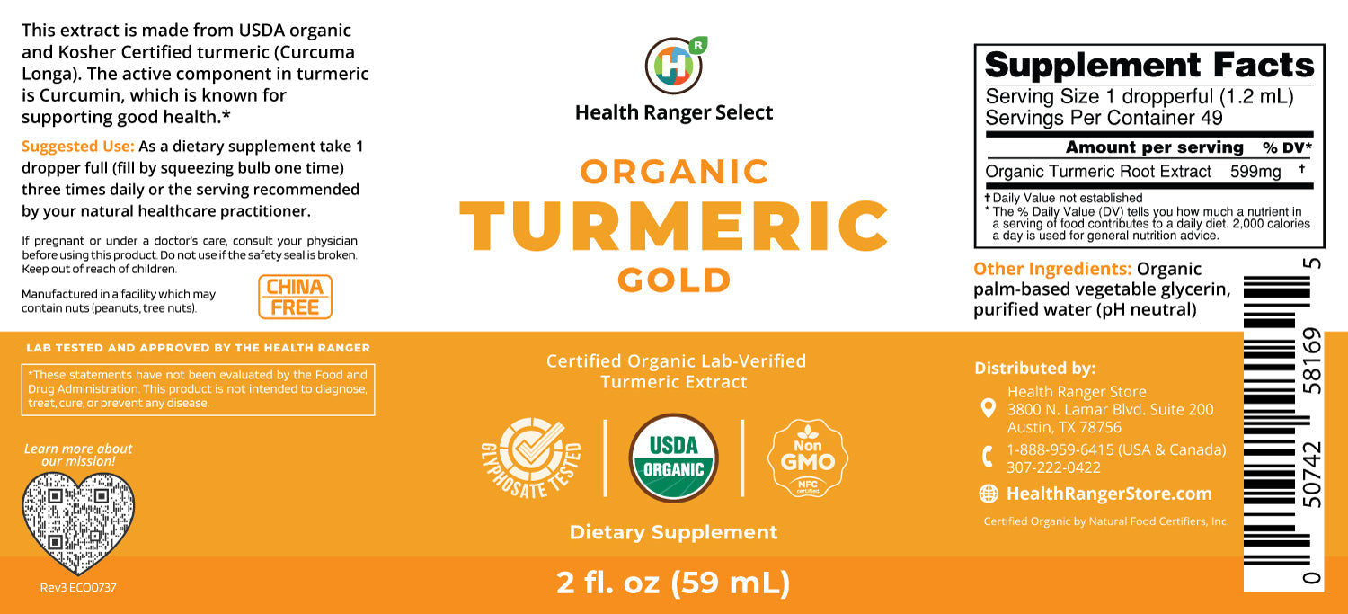 Health Ranger's Organic Turmeric Gold liquid extract 2 fl. oz.