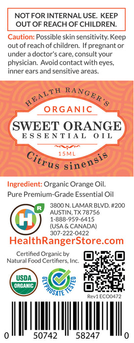 Organic Sweet Orange Essential Oil 0.5oz (15ml)