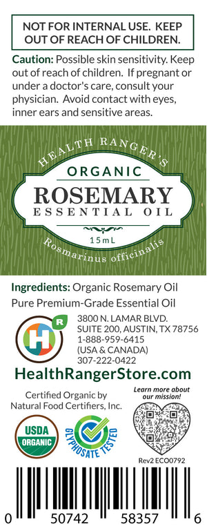 Organic Rosemary Essential Oil 0.5oz (15ml)