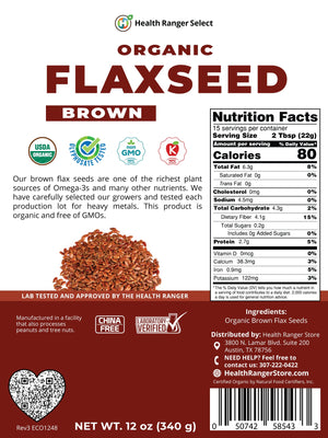 Organic Brown Flax Seed 12 oz (340g)