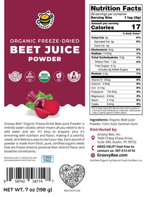 Organic Freeze-Dried Beet Juice Powder 7oz (198g)