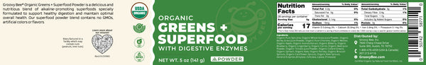 Organic Greens + Superfood Powder With Digestive Enzymes 5 oz (141 g)