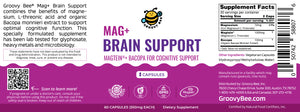 Mag+ Brain Boost Nootropic (Magtein + Bacopa for Cognitive Performance) 60 Capsules (550mg Each)