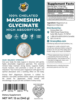 Magnesium Glycinate High Absorption Powder 12 oz (340 g)