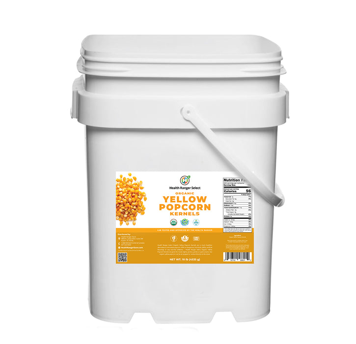 Mega Bucket Organic Yellow Popcorn Kernels (10LB, 4535g)