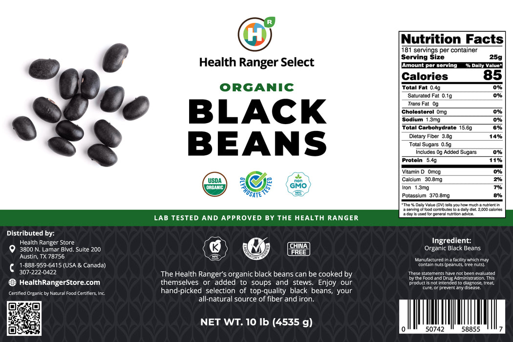 Mega Bucket Organic Black Beans (10LB, 4535g)