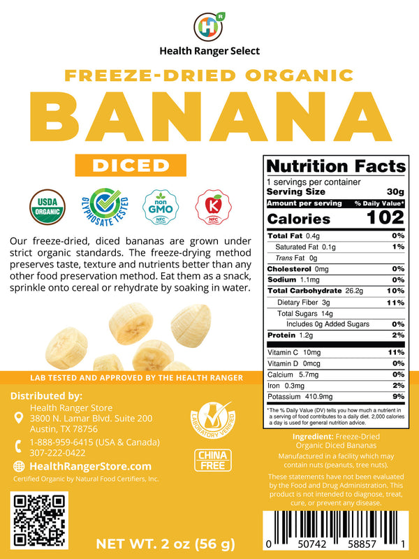 Freeze-Dried Organic Banana 2oz (56g)