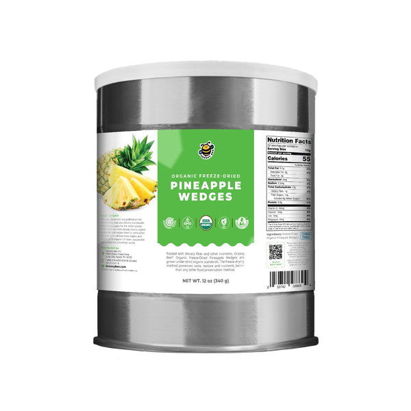 Groovy Bee® Organic Freeze-Dried Pineapple Wedges #10 Can (12 oz, 340g) (2-Pack)