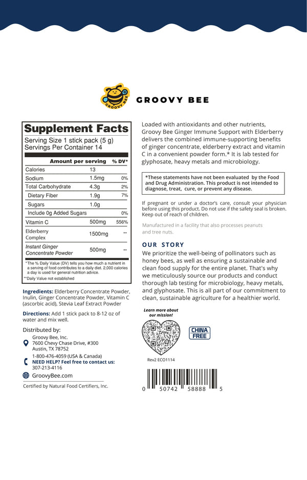 Ginger Immune Support with Elderberry (14 Packs) 0.17 oz (5 g)