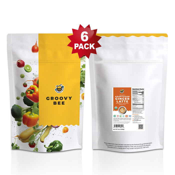 Organic Adaptogen Ginger Latte - Immune Support Drink Mix 10 oz (283g) (6-Pack)