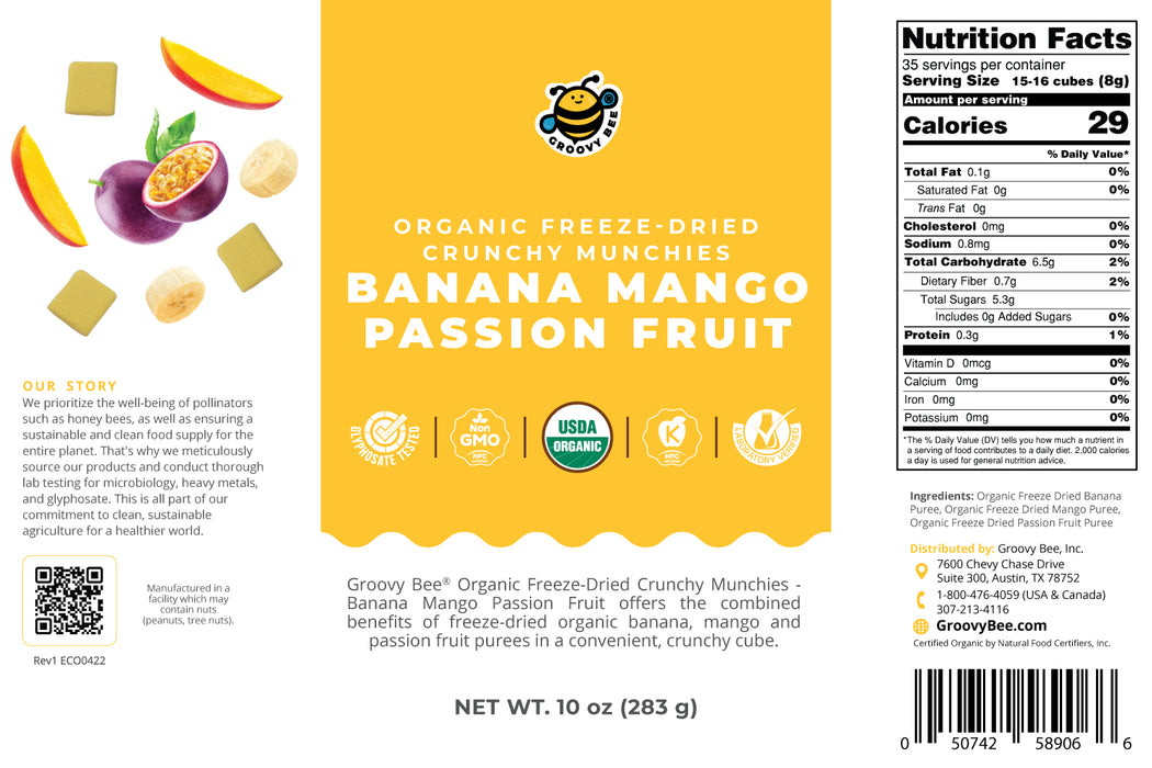 Organic Freeze-Dried Crunchy Munchies Banana Mango Passion Fruit (10 oz, 289g) #10 Can (2-Pack)