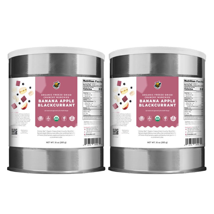 Organic Freeze-Dried Crunchy Munchies Banana Apple Blackcurrant (10 oz, 289g) #10 Can (2-Pack)