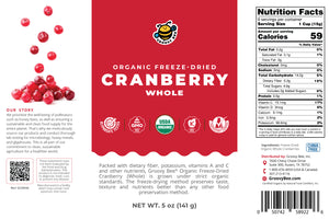 Organic Freeze-Dried Cranberry Whole (5 oz, 141g) #10 Can (2-Pack)