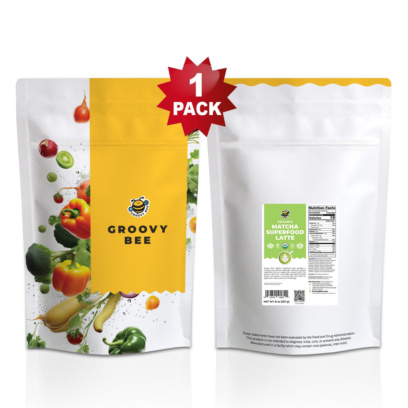 Organic Matcha Superfood Latte 8 oz (227g) — Groovy Bee