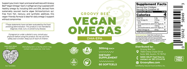 Vegan Omegas DHA-EPA (300 mg) 60 Softgels