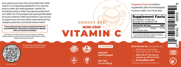 Non-GMO Vitamin C Powder 4.4 oz (125g)