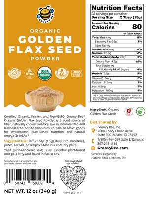 Organic Golden Flax Seed Powder 12oz (340g) (Best Before Date: May 7, 2026)