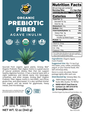 Organic Prebiotic Fiber (Agave Inulin) 12oz (340g)