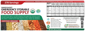 23 Days Food Supply (1 Adult) - (536 Servings) Ranger Bucket Set - Organic Emergency Storable Food Supply (A26 + B19)