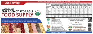 23 Days Food Supply (1 Adult) - (536 Servings) Ranger Bucket Set - Organic Emergency Storable Food Supply (A26 + B19)