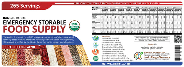 23 Days Food Supply (1 Adult) - (536 Servings) Ranger Bucket Set - Organic Emergency Storable Food Supply (A26 + B19)