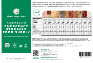 23 Days Food Supply (1 Adult) - (536 Servings) Ranger Bucket Set - Organic Emergency Storable Food Supply (A26 + B19)