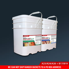 23 Days Food Supply (1 Adult) - (536 Servings) Ranger Bucket Set - Organic Emergency Storable Food Supply (A26 + B19)