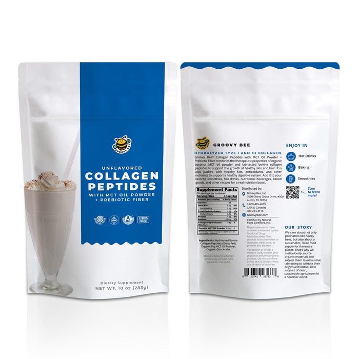 Collagen Peptides + MCT Oil Powder + Prebiotic Fiber - Unflavored 10 oz (283g)