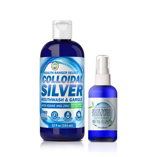 Colloidal Silver Mouthwash & Gargle (with Iodine and Zinc) + Silver Breath Spray Duo Pack