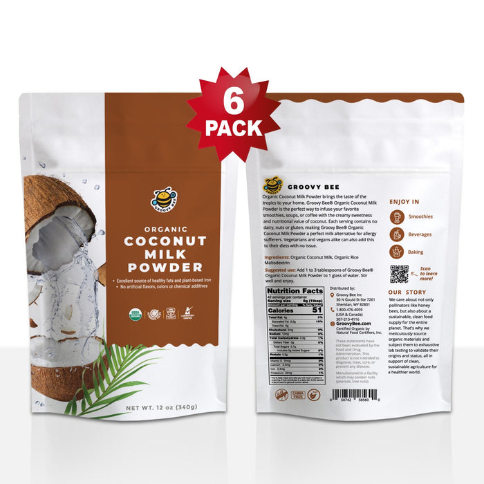 Organic Coconut Milk Powder 12oz (340g) (6-Pack) — Groovy Bee