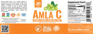 Amla C (Natural Vitamin C from Amla Fruit) 60 Caps (500 mg each) (Made With Organic Ingredients)