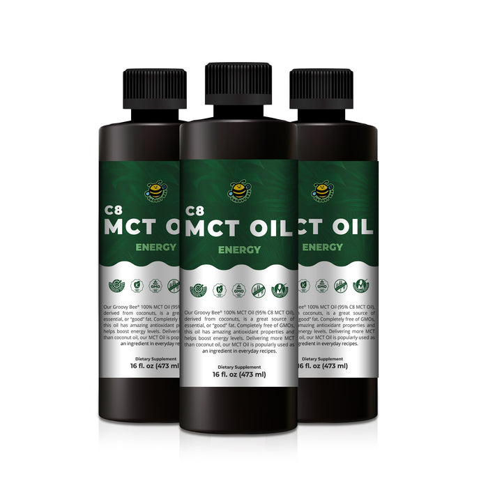 100% MCT Oil (95% C8 MCT Oil) - Energy 16 fl oz (473 ml) (3-Pack)