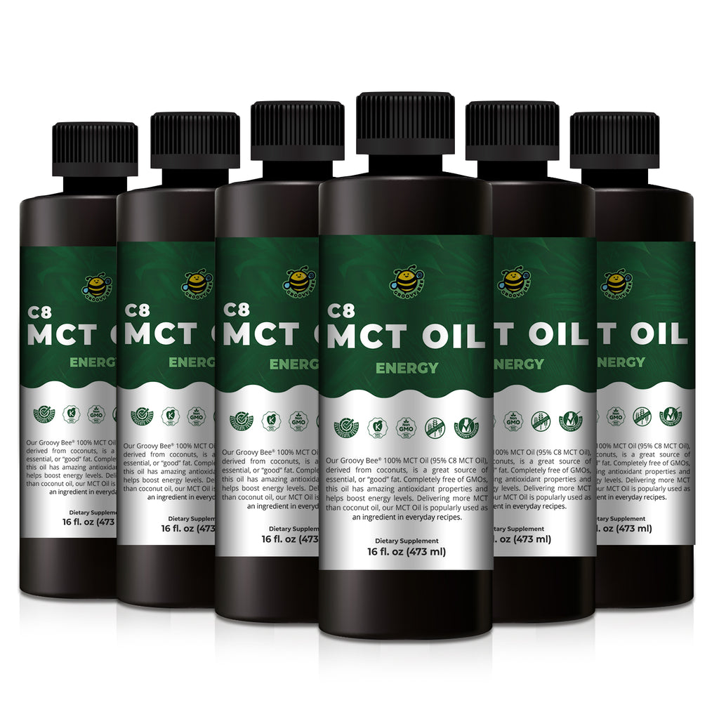 100% MCT Oil (95% C8 MCT Oil) - Energy 16 fl oz (473 ml) (6-Pack ...